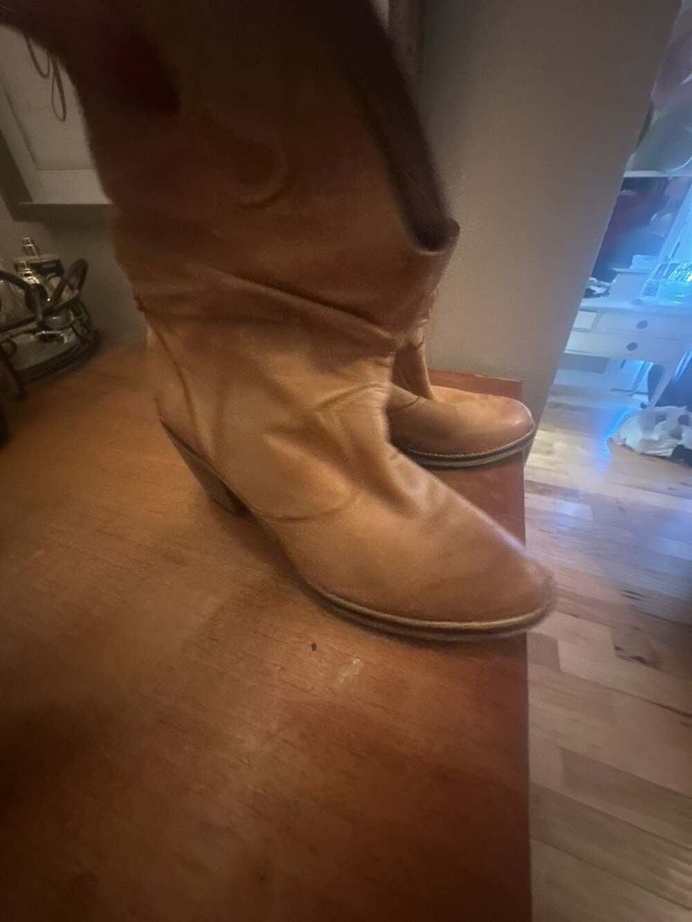 ALDO Tan Leather Slouchy Western Cowboy Boots Size 38